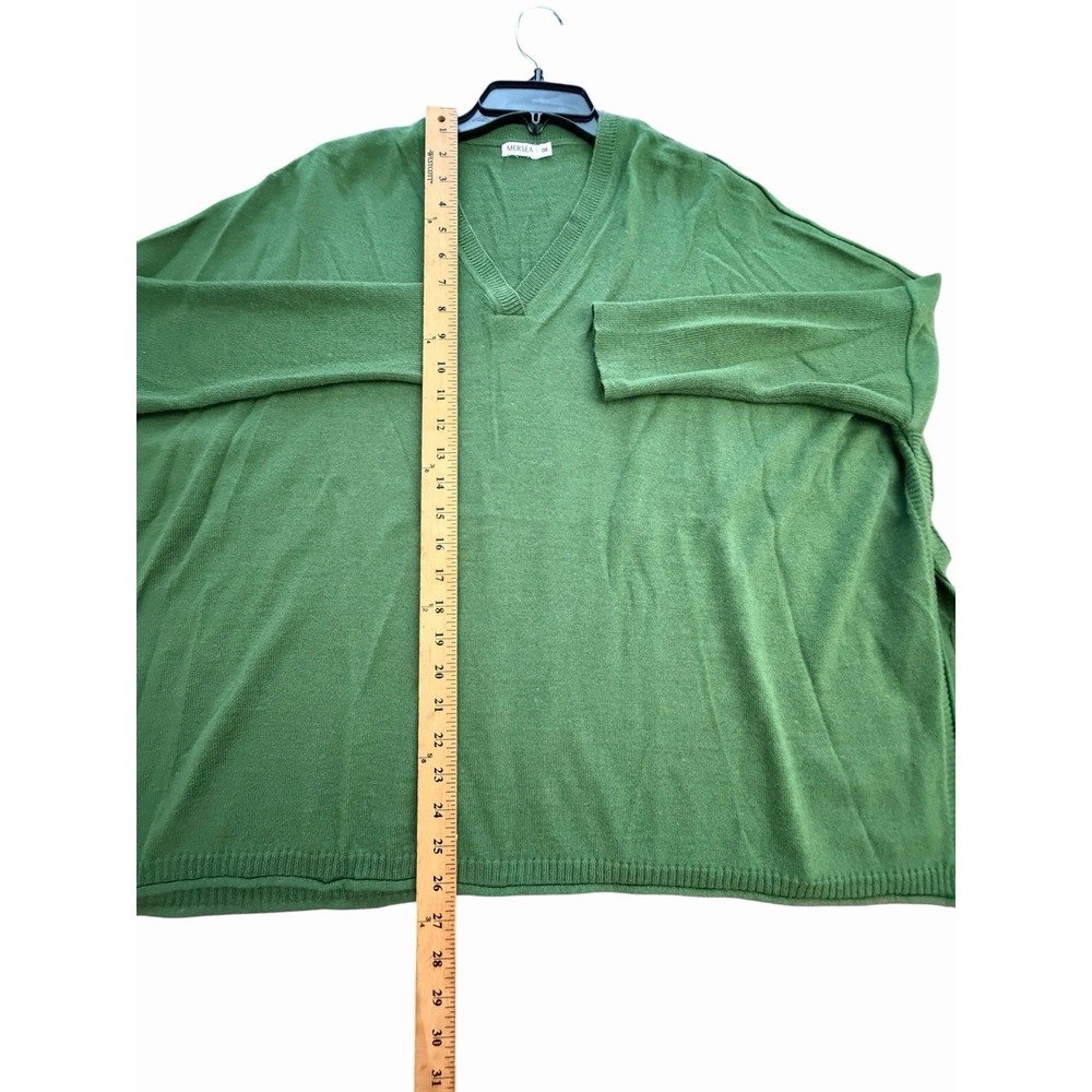 MERSEA Catalina V-Neck Sweater in Forest Green OS Boxy Relaxed Lagenlook #AB12-1 - Picture 4 of 8